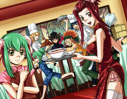  akiza akiza_izinski breasts chef china_dress chinese_clothes cleavage crow_hogan dress food fudou_yuusei izayoi_aki jack_atlas leo lua luca luna restaurant rua ruka waitress yu-gi-oh! yugioh_5d&#039;s yuu-gi-ou_5d&#039;s 