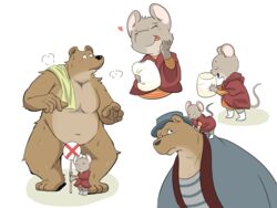  4:3 age_difference anthro bear blush celestine_(ernest_and_celestine) clothing convenient_censorship duo ernest_(ernest_and_celestine) ernest_and_celestine hi_res m@rt male mammal mouse murid murine nude rodent size_difference tongue young young_anthro 