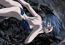  asphyxiation atelier_wadatsumi blue_hair drowning female guro holding_breath open_mouth solo source_request swimsuit underwater 