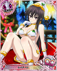  arm_support bikini bikini_top_only bikini_under_clothes black_hair blush breasts card_(medium) character_name chess_piece christmas christmas_tree closed_mouth female fur_trim gloves hat high_school_dxd high_school_dxd_infinity jacket large_breasts long_hair looking_at_viewer official_art open_clothes panties pantyshot pink_eyes queen_(chess) raynare red_panties santa_bikini santa_hat sitting skirt smile solo source_request swimsuit torn_clothes trading_card underwear very_long_hair white_bikini white_gloves white_hat 