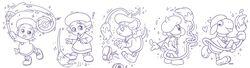  adeleine_(kirby) anthro biped brush clothing exclamation_point female footwear fur fusion generation_2_pokemon hat headgear headwear heart_symbol kirby_(series) magic mammal monochrome nicolaibunny nintendo paint paintbrush pokemon pokemon_(species) sequence shoes smeargle solo sparkles tongue tongue_out transformation 