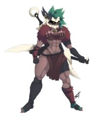  2019 abs alpha_channel armor bandage belt bottomwear clothed clothing digital_media_(artwork) elemental_creature elemental_humanoid female flora_fauna floran fur green_hair hair hi_res holding_melee_weapon holding_object holding_sword holding_weapon horn humanoid leaf melee_weapon muscular muscular_female muscular_humanoid plant plant_humanoid scar simple_background skirt solo standing standing_tough starbound sword thick_thighs transparent_background warrior weapon wide_hips wrappings yellow_eyes 