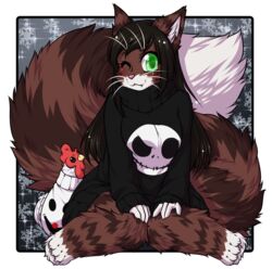  alpha_channel anthro clothed clothing digital_media_(artwork) felid female jack_skellington looking_at_viewer lovelesskiax mammal remmmy slightly_chubby smile solo the_nightmare_before_christmas thick_thighs 