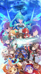  2boys 6+girls absurdres armor azurda_(xenoblade) black_hair blush bodysuit breasts brighid_(xenoblade) brown_hair character_name closed_eyes collarbone commentary_request covered_navel curly_hair dromarch_(xenoblade) earrings everyone eyepatch fingerless_gloves fire glasses gloves greek_text green_hair grey_hair hat headpiece highres jacket jewelry large_breasts long_hair looking_at_viewer military military_hat military_uniform morag_ladair_(xenoblade) multiple_boys multiple_girls mythra_(xenoblade) nia_(xenoblade) nopon open_mouth pandoria_(xenoblade) pauldrons pneuma_(xenoblade) pointy_ears ponytail poppi_(xenoblade) poppi_alpha_(xenoblade) purple_hair pyra_(xenoblade) red_eyes red_hair red_shorts rex_(xenoblade) short_hair shorts shoulder_armor sidelocks simple_background smile spoilers swept_bangs tarbo_(exxxpiation) tiara tora_(xenoblade_2) uniform white_gloves xenoblade_chronicles_(series) xenoblade_chronicles_2 yellow_eyes zeke_von_genbu_(xenoblade) 