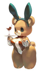  2014 anthro bear beverage breasts brown_body brown_fur bunny_costume clothing cocktail_glass container costume cup drinking_glass fake_ears fake_rabbit_ears female fur glass glass_container glass_cup holding_beverage holding_object koki leotard mammal short_stack simple_background smile solo standing thick_thighs white_background 