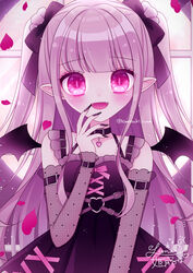  :d bat_wings black_bow black_collar black_dress black_nails black_wings blunt_bangs bow collar commentary_request detached_sleeves dress fangs female fingernails full_moon glowing glowing_eyes grey_hair hairbow highres himetsuki_luna jirai_kei long_fingernails long_hair long_sleeves looking_at_viewer moon nail_polish original petals pointy_ears purple_eyes see-through see-through_sleeves sharp_fingernails signature sleeveless sleeveless_dress sleeves_past_wrists smile solo twitter_username two_side_up very_long_hair window wings 