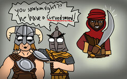  bethesda_game_studios biggerjjay digital_drawing_(artwork) digital_media_(artwork) dovahkiin human humor male mammal meme microsoft not_furry skyrim skyrim_hold_guard the_elder_scrolls whiterun 