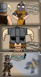  absurd_res bethesda_game_studios biggerjjay comic_panel digital_drawing_(artwork) digital_media_(artwork) dovahkiin dragonborn_(dnd) dungeons_and_dragons hasbro hi_res human humor male male/male mammal meme microsoft not_furry skyrim skyrim_guard skyrim_hold_guard the_elder_scrolls wizards_of_the_coast 