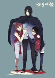  1boy 2girls commentary_request family father_and_daughter highres husband_and_wife md5_mismatch mother_and_daughter multiple_girls naruto naruto_(series) sakura_haruno uchiha_sarada uchiha_sasuke yomi178 