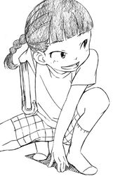  aged_down bad_id bad_pixiv_id blush book female greyscale hourou_musuko lolicon monochrome open_mouth sarashina_chizuru sawa_jaaji shorts smile socks solo 