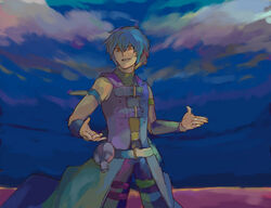  blue_hair cloud clouds johan_andersen male male_focus outdoors sky solo yellow_eyes yu-gi-oh! yugioh_gx yuu-gi-ou_gx 