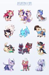  ahri_(lol) akali_(lol) amber_eyes black_hair blue_eyes blue_hair brown_body brown_fur cape claws clothing diana_(lol) ear_piercing ear_ring ear_tuft ekko_(lol) fish fizz_(lol) fur green_eyes hair hat headgear headwear hood inner_ear_fluff justduet kassadin_(lol) katarina_du_couteau_(lol) league_of_legends leblanc_(lol) marine mask mohawk multicolored_body multicolored_fur one_eye_closed piercing pink_body pink_fur pink_hair pupils ring_piercing riot_games scar simple_background slit_pupils talon_(lol) tan_body tan_fur tencent tied_hair tuft twisted_fate_(lol) two_tone_body two_tone_fur white_background white_body white_fur white_hair yasuo_(lol) yellow_eyes yordle zed_(lol) 