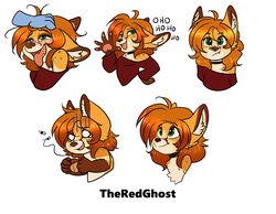  anthro autumn_(praexon) canid canine chibi digital_media_(artwork) female fox freckles green_eyes hair long_ears mammal red_fox red_hair theredghost true_fox 