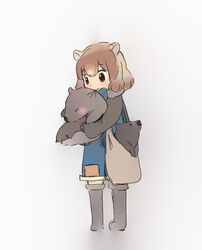  2019 ambiguous_gender animal_humanoid bag biped black_nose blush boots brown_body brown_clothing brown_eyes brown_footwear brown_hair carrying_another closed_eyes clothed clothing common_wombat common_wombat_(kemono_friends) digital_drawing_(artwork) digital_media_(artwork) eyebrow_through_hair eyebrows female feral footwear full-length_portrait fully_clothed grey_background group hair humanoid iceeye_ena japanese kemono_friends larger_female larger_humanoid light_body light_skin lolicon looking_at_another looking_down looking_up mammal mammal_humanoid marsupial marsupial_humanoid overalls portrait quadruped shadow short_hair simple_background size_difference smaller_ambiguous smaller_feral smile snout standing tan_body tan_skin translucent translucent_hair vombatiform vombatiform_humanoid wombat wombat_humanoid young 