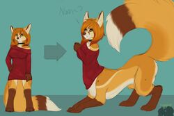  anthro autumn_(praexon) canid canid_taur canine canine_taur choker clothed clothing collar dress female fox fox_taur green_eyes hair jewelry long_ears mammal mammal_taur necklace off_shoulder orange_hair queenbleat red_fox red_hair solo taur true_fox 