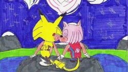  2004 anthro chris_chan_(&#039;artist&#039;) clothed clothing duo eulipotyphlan fan_character female fully_clothed fur generation_1_pokemon hedgehog hybrid kissing low_res male mammal marker_(artwork) nintendo nude pikachu pink_body pink_fur pokemon pokemon_(species) raichu rodent rosechu_(character) sega sitting sonic_the_hedgehog_(series) sonichu_(character) sonichu_(series) traditional_media_(artwork) what_has_science_done yellow_body yellow_fur 