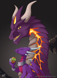  activision cynder digital_media_(artwork) dragon duo european_mythology female feral food hi_res horn male malefor membrane_(anatomy) membranous_wings mythological_creature mythological_scalie mythology open_mouth pamela-gardea scalie skylanders skylanders_academy smile spyro_the_dragon taco teeth text url western_dragon wings 