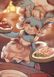  anthro apron chef clothing female food kemono lagomorph leporid mammal melelunch odin_sphere pancake pooka rabbit rikose smile solo vanillaware 