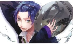  1boy amaha_tsubasa aquarius_(zodiac) artist_request blue_hair hairband jar male_focus solo starry_sky_(game) zodiac 