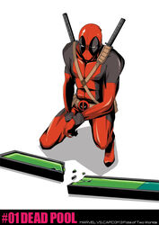  1boy bad_id bad_pixiv_id broken deadpool deadpool_(series) fourth_wall gameplay_mechanics health_bar katana male_focus marvel marvel_vs._capcom marvel_vs._capcom_3 mask sheath sheathed solo squatting sweatdrop sword syno weapon 