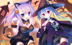  aete_mushisuru_kimi_to_no_mirai_~relay_broadcast~ alcot_honeycomb animal_ears halloween manabe_kei nekomimi sawatari_nanagi tail takoyaki thighhighs wallpaper witch 