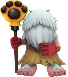  1boy 3d beard creature digimon digimon_(creature) digimon_world_-next_0rder- facial_hair foot_hair full_body game_model gloves holding holding_staff jijimon male_focus official_art red_gloves solo staff transparent_background white_hair 