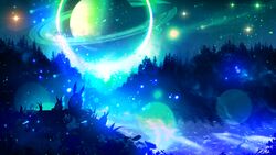  16:9 2018 ambiguous_gender detailed_background digital_media_(artwork) grass group hi_res lagomorph leporid mammal night outside planet plant rabbit ryky sky star starry_sky widescreen 