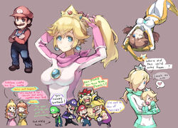  5boys 5girls alternate_costume arrow_(symbol) baby baby_rosalina bad_id biker_clothes biker_daisy biker_peach biker_rosalina bikesuit blonde_hair blue_eyes bodysuit bowser breasts brown_hair cheating_(relationship) crown cup dual_persona earrings english_text ge-b grabbing grabbing_another&#039;s_breast hair_over_one_eye jewelry long_hair luigi mario mario_(series) mario_kart mario_kart_wii medium_breasts multiple_boys multiple_girls netorare one_eye_closed ponytail princess_daisy princess_peach racing_suit rosalina short_hair skin_tight straight super_mario_galaxy teacup waluigi wario 