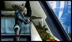  alien anthro armor bioware clothed clothing cybernetics cyborg electronic_arts inside machine male mass_effect solo standing tina_leyk turian 