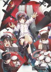  1boy 6+girls aircraft cap demon_tail devil_horns devil_tail dictator joseph_stalin mc_axis medal multiple_girls old_man representation tail throne winston_churchill yuugen 