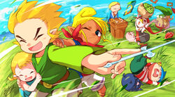  animal aryll blikeeeey blonde_hair brother_and_sister character_request chuchu_(zelda) closed_eyes dark-skinned_female dark_skin grass korok link makar medli niko_(zelda) open_mouth pig pointy_ears rito salvatore_(zelda) scarf siblings smile tetra the_legend_of_zelda the_legend_of_zelda:_the_wind_waker toon_link wind wind_waker_(object) 