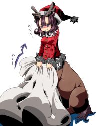  antlers bag black_hair centaur christmas deer hat monster_girl new_years_(artist) original pixiv_manga_sample purple_eyes remiria27 sack santa_costume santa_hat santa_suit 