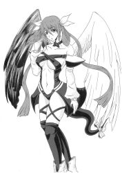  arc_system_works black_and_white breasts dizzy guilty_gear monochrome solo tail wings 