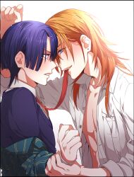  2boys bad_id bad_pixiv_id bishounen blonde_hair blue_eyes blue_hair highres hijirikawa_masato jinguuji_ren kazari_tayu long_hair male_focus multiple_boys open_mouth purple_eyes uta_no_prince-sama yaoi 