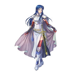  absurdres armor blue_eyes blue_hair breastplate cape commentary_request elbow_gloves female fire_emblem fire_emblem:_the_blazing_blade fire_emblem_heroes gloves highres isadora_(fire_emblem) long_hair official_art pelvic_curtain shoulder_armor solo sword takaya_tomohide vambraces weapon white_cape 