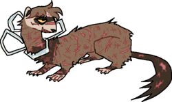  alpha_channel ambiguous_gender domestic_ferret feral grin guncht jerry_(guncht) mammal mustelid musteline plastic scar simple_background smile solo transparent_background true_musteline weasel 