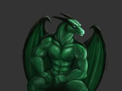  anthro dragon gigachad green_body green_scales hi_res male markings membrane_(anatomy) membranous_wings meme mercrantos_(character) muscular muscular_male mythological_creature mythological_scalie mythology nipples non-mammal_nipples purple-blep reaction_image scales scalie simple_background sitting solo wings 