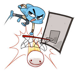  2023 3_fingers 3_toes action_pose anthro barefoot basketball_hoop blue_body blue_ears blue_fur blue_paws blue_tail cartoon_network clothed clothing colored countershade_face countershading digital_drawing_(artwork) digital_media_(artwork) domestic_cat dream_(youtuber) dream_vs_gumball dunked_on duo emanata eyebrows feet felid feline felis fingers fur gumball_watterson hi_res male mammal motion_blur narrowed_eyes open_mouth orange_nose paws pink_mouth pose prick_ears r1de9 red_emanata shaded simple_background simple_shading smile snaggle_tooth sphere_creature tail the_amazing_world_of_gumball toes voice_actor_joke white_background young 