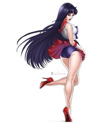  back_view bishoujo_senshi_sailor_moon bloomers female female_only high_heels human rei_hino sailor_mars solo solo_female sonia_matas upskirt 