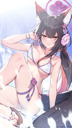  animal_ears ass bikini black_hair blue_archive blush breasts collarbone colored_inner_hair female fox_ears fox_tail halo halterneck highres large_breasts long_hair looking_at_viewer md5_mismatch multicolored_hair official_alternate_costume open_mouth red_hair red_halo sandals smile solo string_bikini swimsuit tail toenails toes wakamo_(blue_archive) wakamo_(swimsuit)_(blue_archive) white_bikini yellow_eyes yellowpaint. 