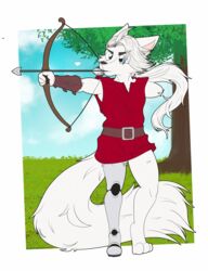  absurd_res aiming_weapon amputated amputee archer arctic_fox arrow_(weapon) bow_(weapon) canid canine clothing disability fox hi_res holding_bow_(weapon) holding_object holding_ranged_weapon holding_weapon huge_filesize kei_laule male mammal missing_arm missing_leg mrpandragon nocked_arrow one_arm one_leg prosthetic prosthetic_leg prosthetic_limb ranged_weapon shirt solo topwear true_fox tunic weapon 