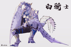  anthro armor barioth blue_eyes capcom clothing dragon european_mythology fangs flying_wyvern headgear helmet hi_res ice looking_at_viewer male membrane_(anatomy) membranous_wings monster_hunter mythological_creature mythological_scalie mythology pseudowyvern scalie sitting smile solo spikes spikes_(anatomy) tail teeth western_dragon wing_spikes wings wyvern 