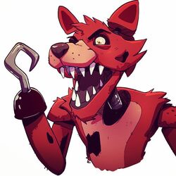  1:1 2015 animatronic anthro canid canine five_nights_at_freddy&#039;s fox foxy_(fnaf) hook knuxlight machine male mammal robot scottgames simple_background solo white_background 