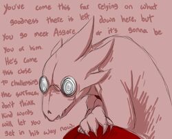  2015 alphys alternate_universe anthro dialogue doctor_alphys_(underfell) english_text eyewear female glasses humunanunga lizard reptile scalie solo text underfell undertale undertale_(series) 