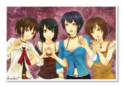  4girls amakura_mio crossover fatal_frame fatal_frame_2 fatal_frame_3 fatal_frame_4 fatal_frame_ii hinasaki_miku kurosawa_rei minazuki_ruka multiple_girls 