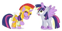  2015 alicorn alpha_channel armor clothing costume cutie_mark derp_eyes derpy_hooves dm29 duo equid equine feathered_wings feathers female feral friendship_is_magic galea hasbro horn mammal my_little_pony mythological_creature mythological_equine mythology pegasus princess royalty simple_background spartan_(roman) transparent_background twilight_sparkle_(mlp) wings 