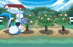  bag berry bucket building canid canine cloud container eeveelution female feral food fruit garden generation_3_pokemon generation_4_pokemon glaceon glacialis_vicis hi_res house iabelle liechi_berry mammal nintendo plant pokemon pokemon_(species) pokemon_berry ribbons smile solo tail the_legacy_of_sylver tree wailmer wailmer_pail watering watering_can 