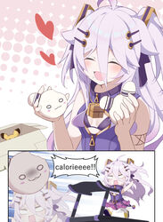  absurdres ahoge black_bra blush bra breasts cleavage_cutout closed_eyes clothing_cutout crocs dress english_text female grey_hair hair_ornament hair_ribbon hairpin henya_the_genius henya_the_genius_(1st_costume) highres keshi273 long_hair number_tattoo open_mouth purple_dress purple_hair purple_ribbon ribbon roman_numeral shoulder_tattoo sidelocks sleeveless sleeveless_dress small_breasts smile tattoo two_side_up underwear very_long_hair virtual_youtuber vshojo yellow_footwear 