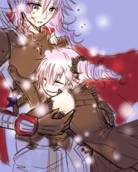  &eacute;clair_farron 2girls final_fantasy final_fantasy_xiii hiiragi8116 hug lightning_returns:_final_fantasy_xiii lumina_(ffxiii) multiple_girls pink_hair pixiv_manga_sample tears 