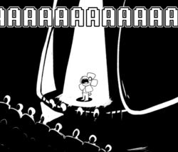  2015 aaaaaaaaaaa anthro asriel_dreemurr black_and_white boss_monster_(undertale) bovid caprine clothed clothing costume dialogue english_text fatz_geronimo fur goat group human lol_comments male mammal monochrome playing ptsd reaction_image scared screaming shy text trauma true_fear undertale undertale_(series) white_body white_fur 